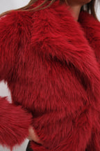 Shawl Collar Plush Burgundy Jacket