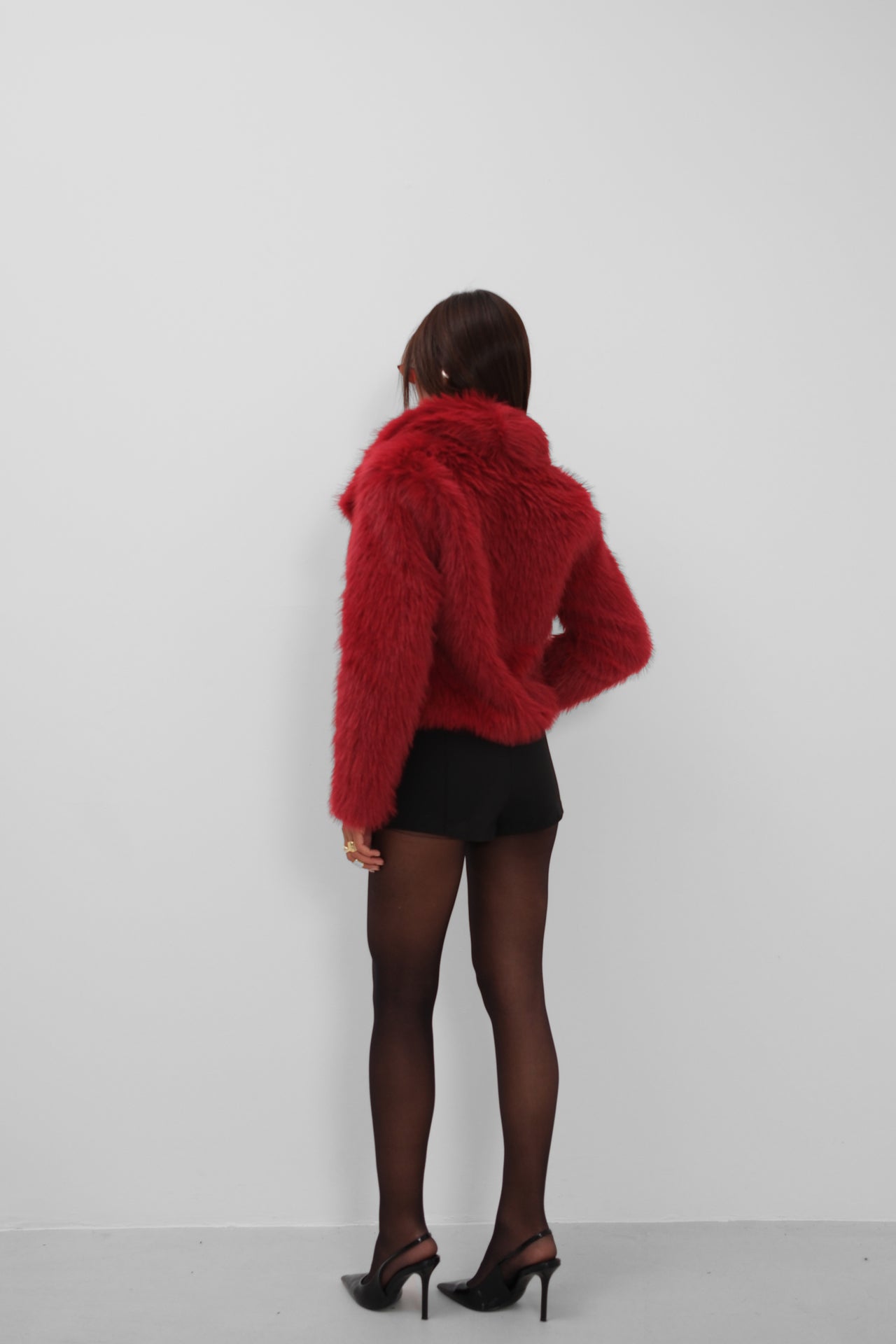 Shawl Collar Plush Burgundy Jacket