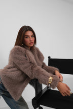 Shawl Collar Plush Camel Jacket