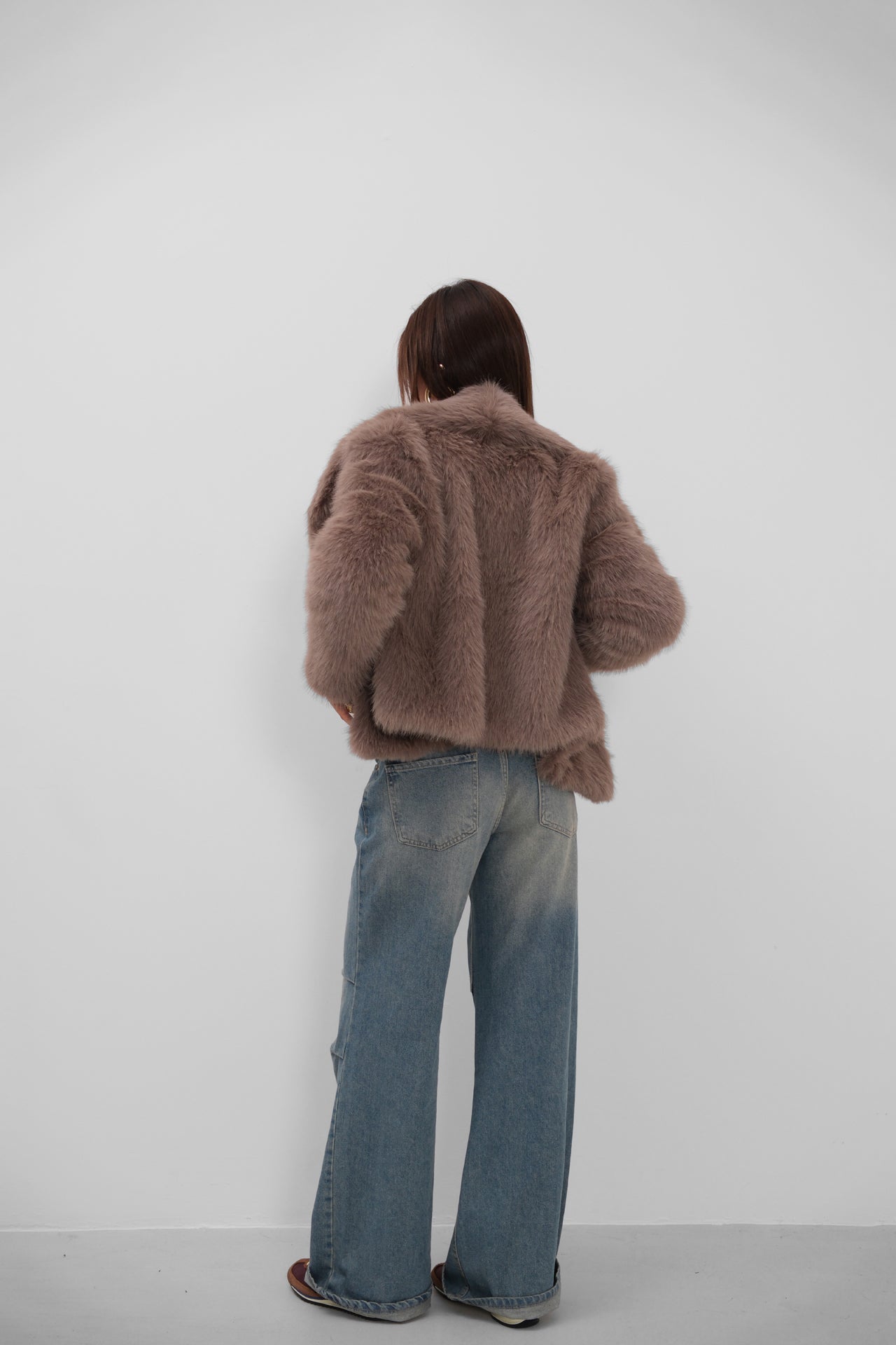 Shawl Collar Plush Camel Jacket