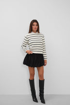 Brushed Striped White Sweater