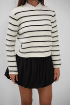 Brushed Striped White Sweater