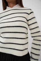 Brushed Striped White Sweater