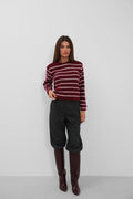 Brushed Striped Burgundy Sweater