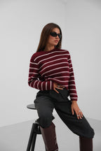 Brushed Striped Burgundy Sweater