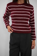 Brushed Striped Burgundy Sweater