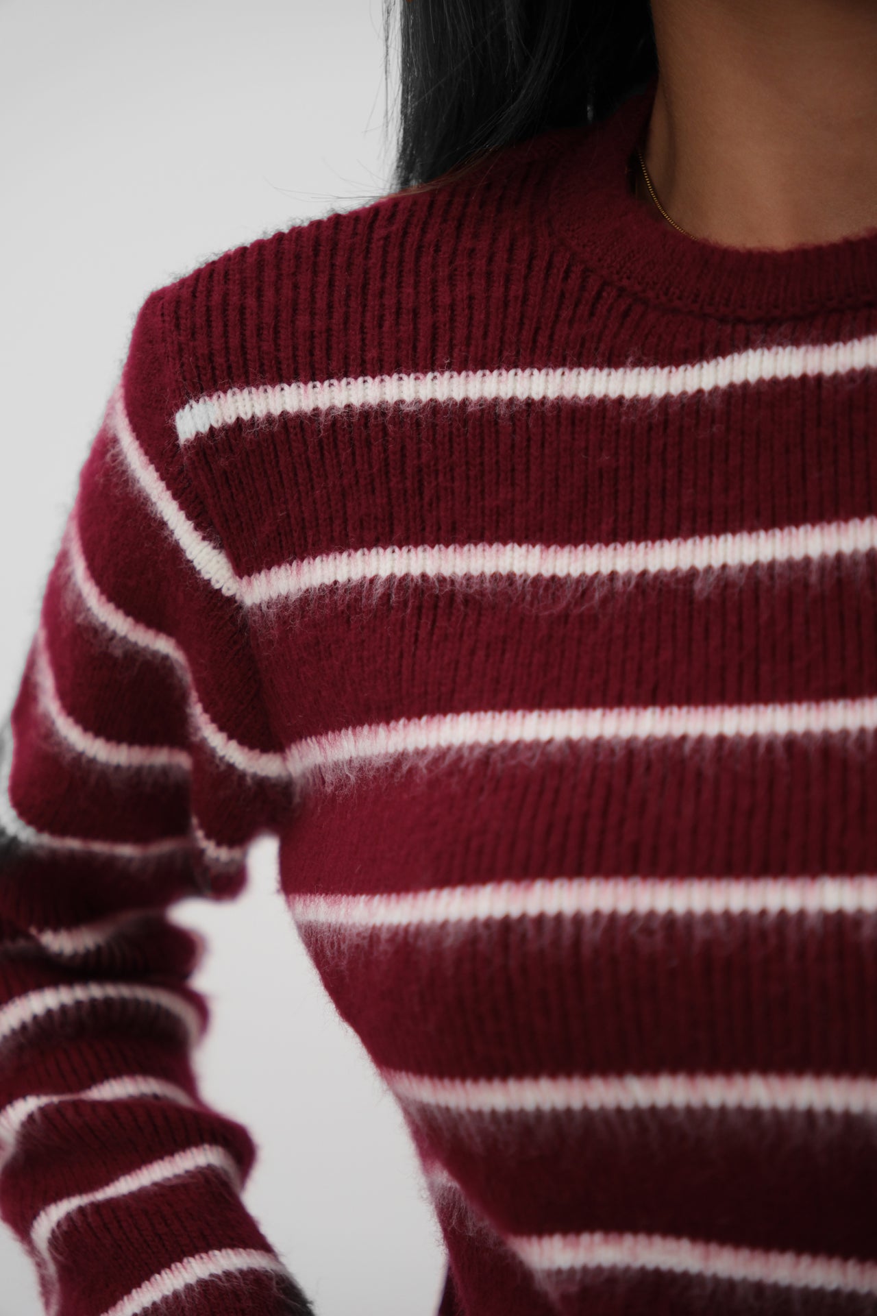 Brushed Striped Burgundy Sweater