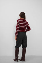 Brushed Striped Burgundy Sweater