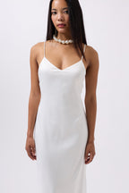 Satin Thin Strap White Dress
