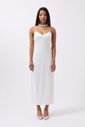 Satin Thin Strap White Dress