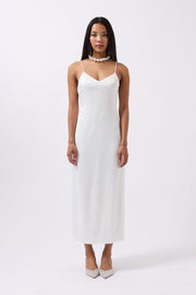 Satin Thin Strap White Dress