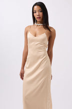 Satin Thin Strap Stone Dress