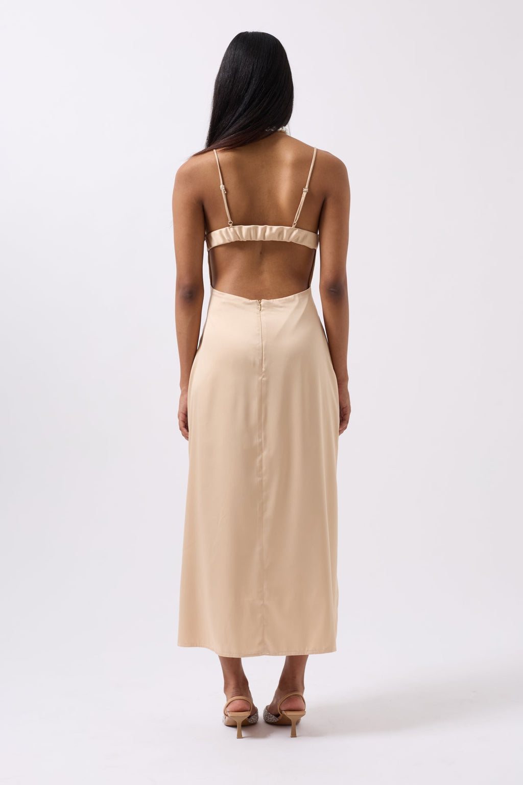 Satin Thin Strap Stone Dress