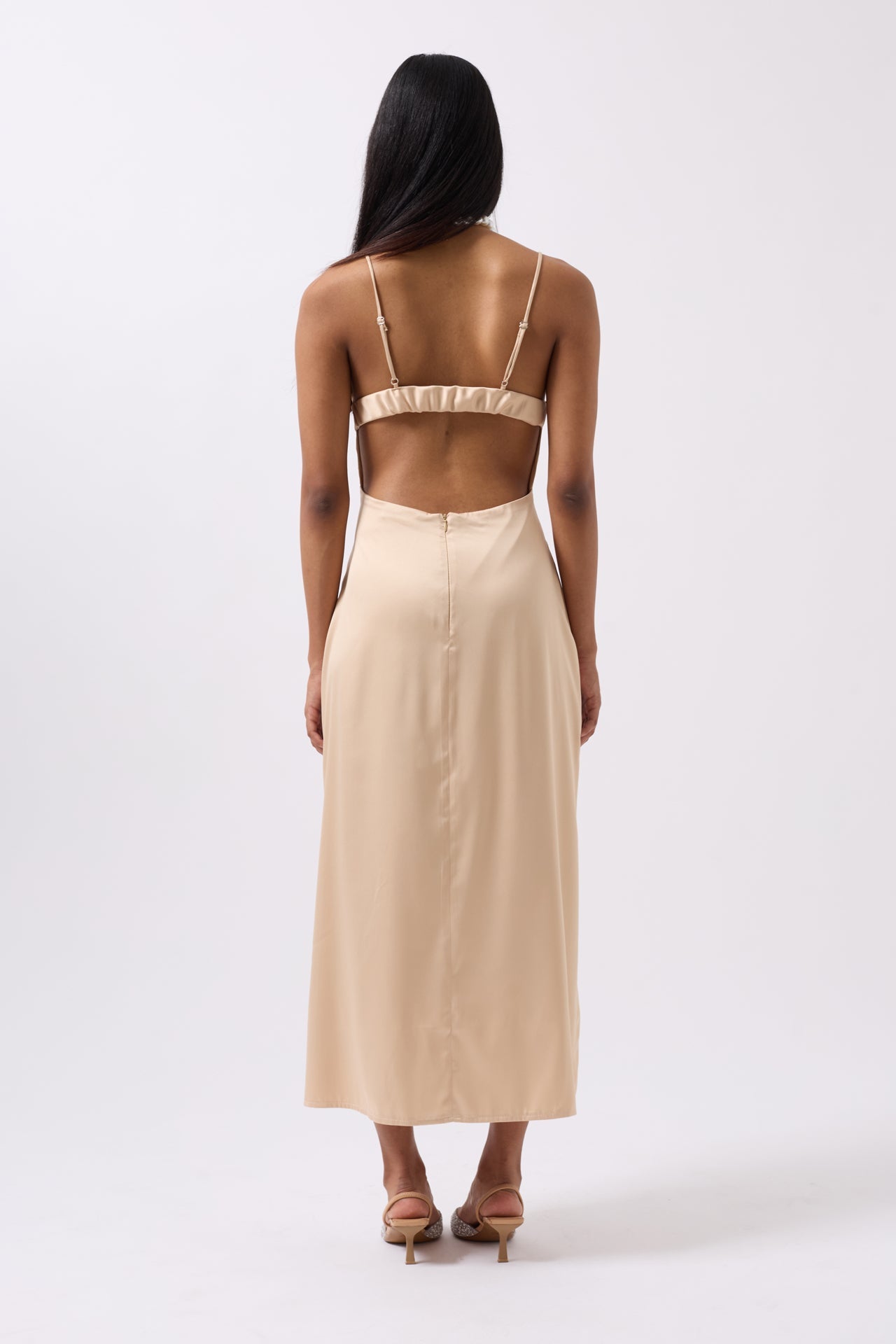 Satin Thin Strap Stone Dress