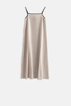 Stripe Detail Linen Maxi Stone Dress