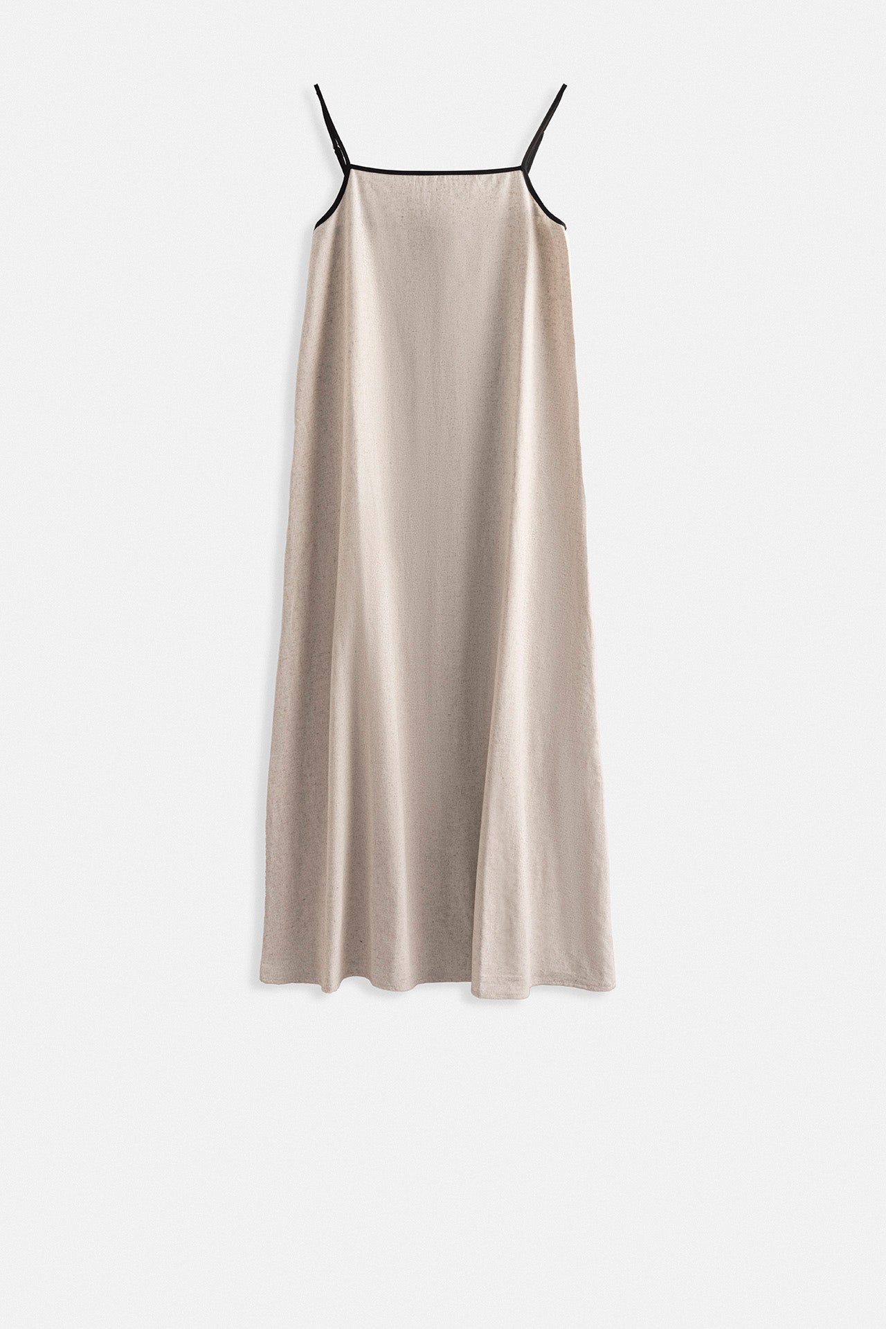 Stripe Detail Linen Maxi Stone Dress