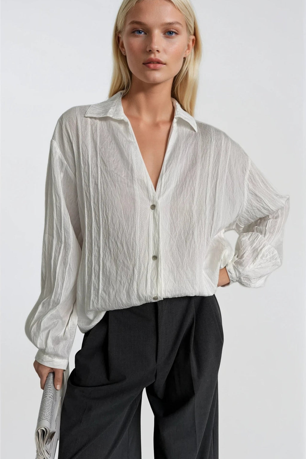 Stripe Detail White Modal Shirt