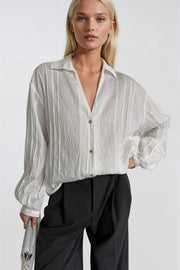 Striped Detail White Modal Shirt