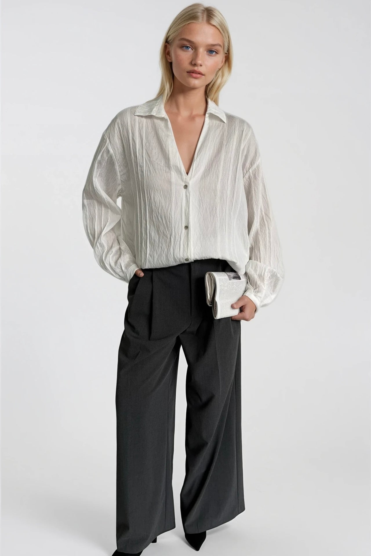 Stripe Detail White Modal Shirt