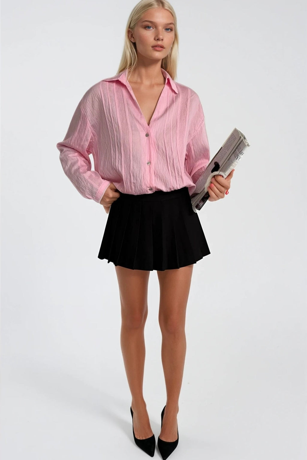 Stripe Detail Pink Modal Shirt