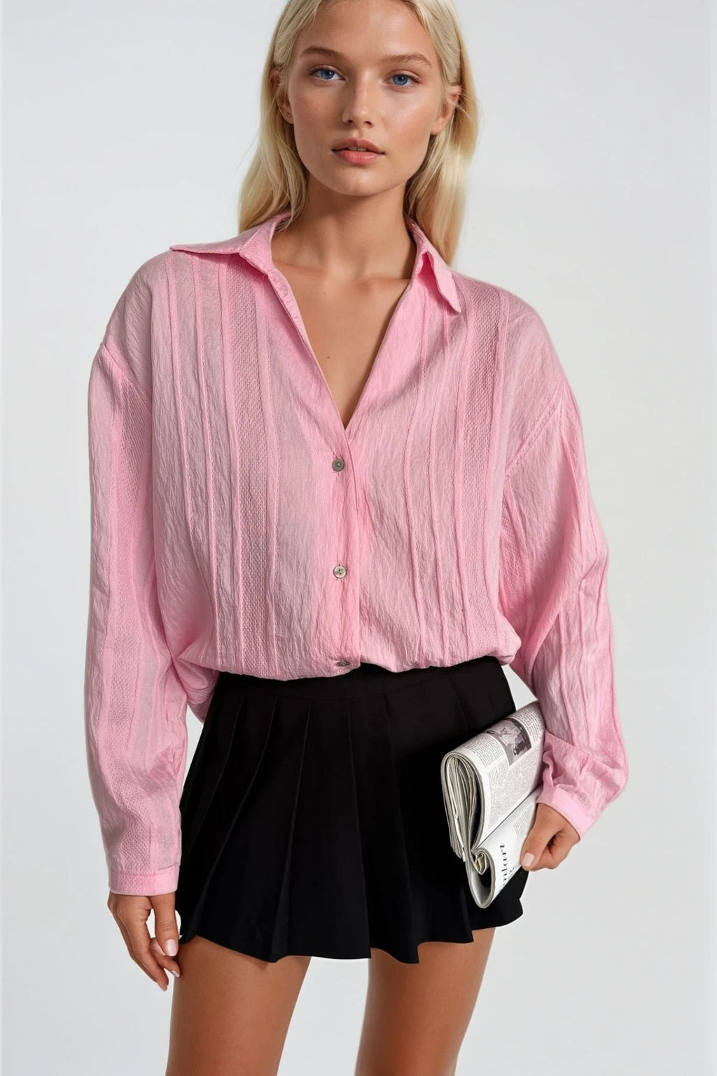 Stripe Detail Pink Modal Shirt