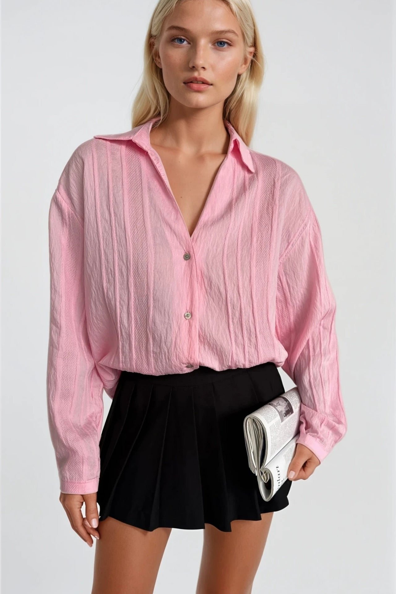 Stripe Detail Pink Modal Shirt