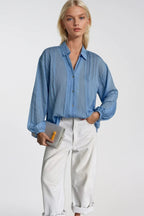 Stripe Detail Blue Modal Shirt