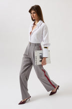 Stripe Detail Palazzo Gray Pants