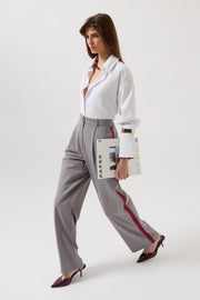Stripe Detail Palazzo Gray Trousers