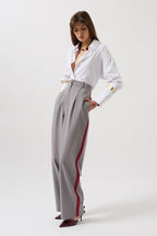 Stripe Detail Palazzo Gray Pants
