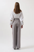 Stripe Detail Palazzo Gray Pants