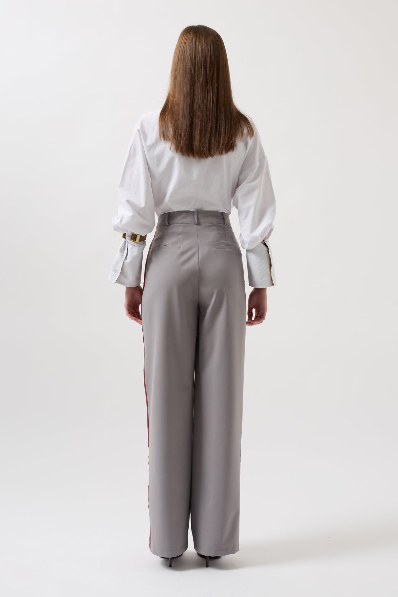 Stripe Detail Palazzo Gray Pants