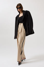 Stripe Detail Palazzo Stone Trousers