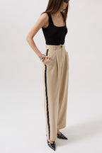 Stripe Detail Palazzo Stone Pants