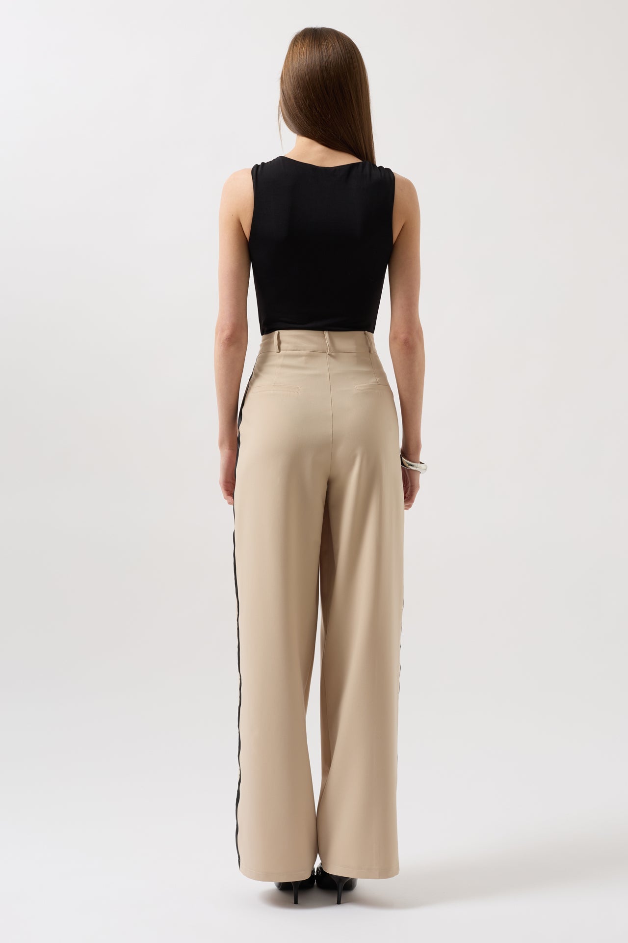 Stripe Detail Palazzo Stone Pants