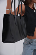 Shopping Leather Tozlu Black Bag