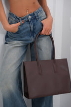 Shopping Leather Dusty Brown Bag