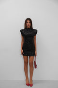 Sleeveless Sequin Mini Black Dress