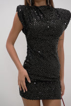 Sleeveless Sequin Mini Black Dress