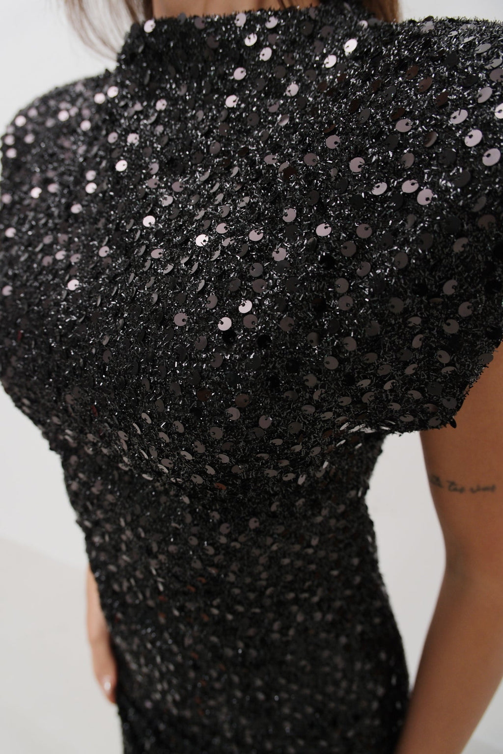 Sleeveless Sequin Mini Black Dress