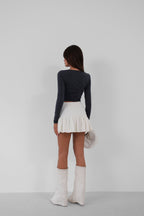 Crew Neck Basic Gray Blouse