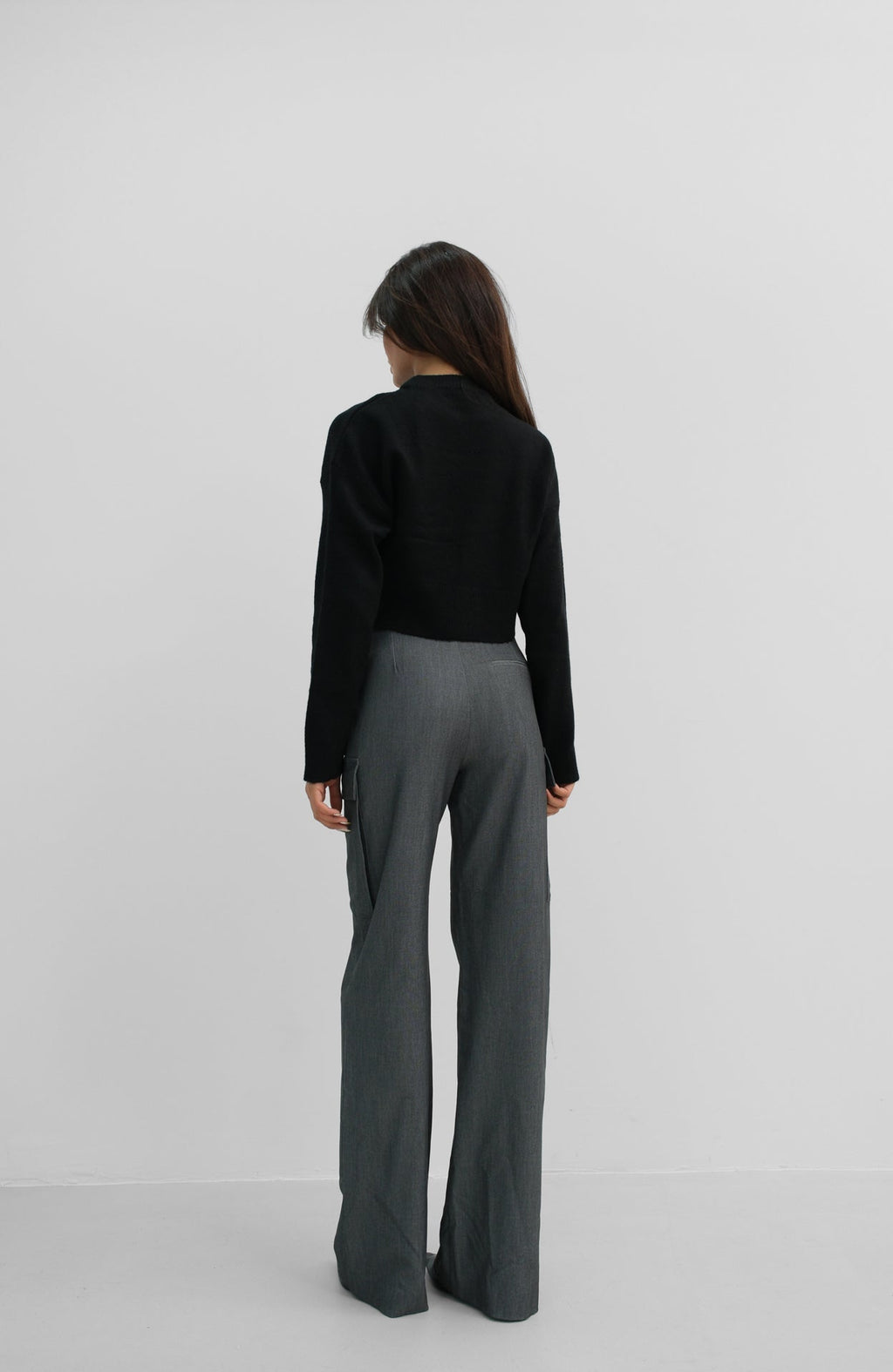Sifir Collar Black Crop Knit Sweater