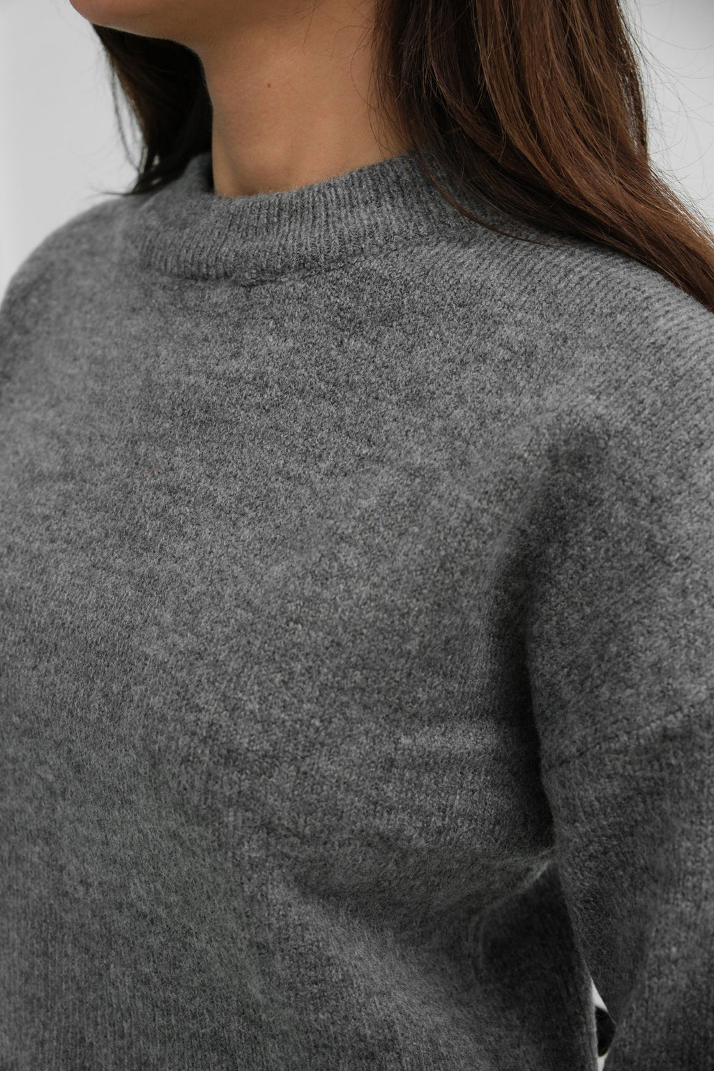 Sifir Collar Gray Crop Knit Sweater