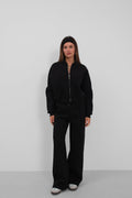 Sifir Collar Zip-Up Black Sweatshirt Tracksuit Takimi