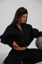 Sifir Collar Zip-Up Black Sweatshirt Tracksuit Takimi