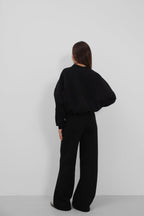 Sifir Collar Zip-Up Black Sweatshirt Tracksuit Takimi