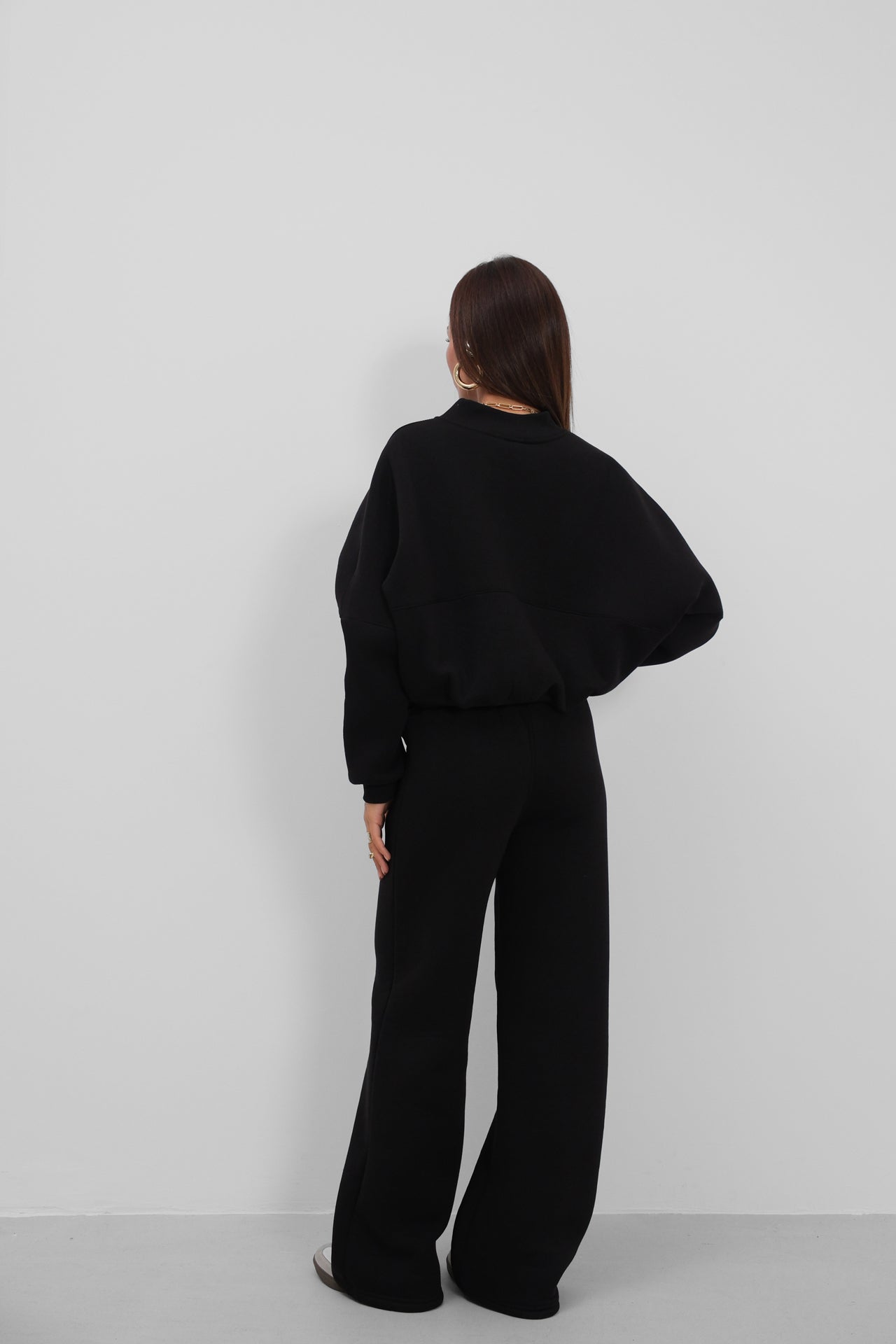 Sifir Collar Zip-Up Black Sweatshirt Tracksuit Takimi
