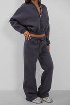 Sifir Collar Zip-Up Gray Sweatshirt Tracksuit Takimi