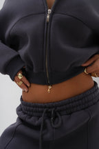 Sifir Collar Zip-Up Gray Sweatshirt Tracksuit Takimi