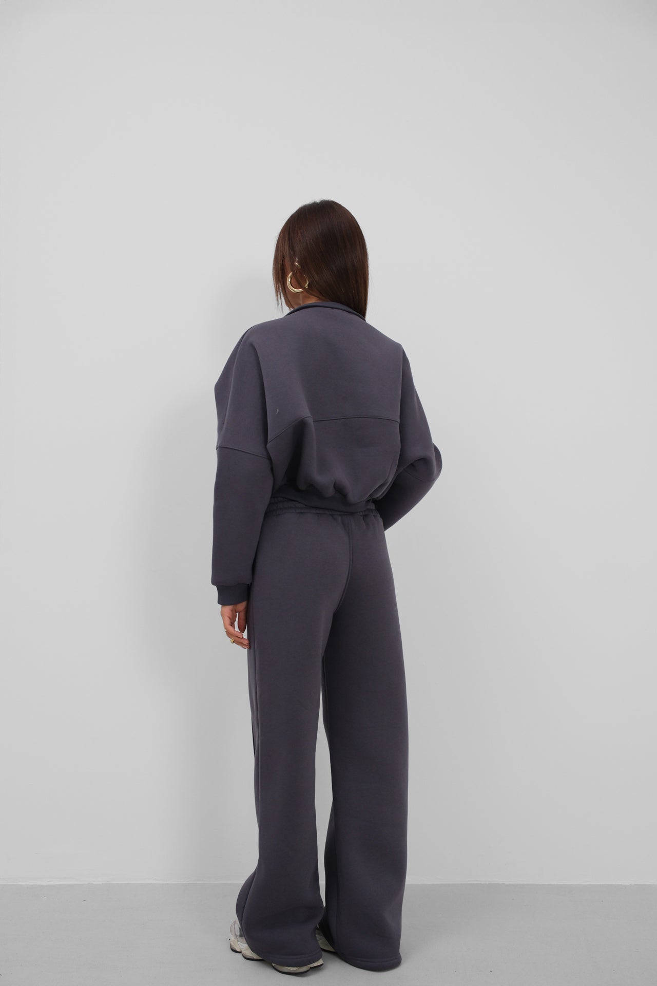 Sifir Collar Zip-Up Gray Sweatshirt Tracksuit Takimi